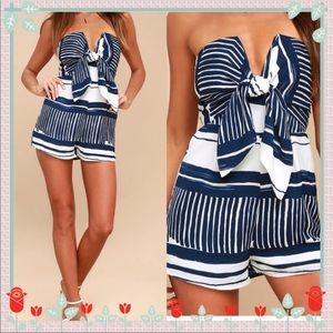 Delphi Striped Tie-Front Strapless Romper XL